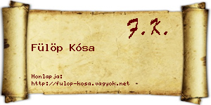 Fülöp Kósa névjegykártya