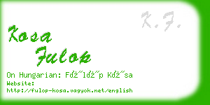 kosa fulop business card